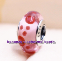 925 Sterling Silver Handmade Glass Bead Cherry Red Bubbles Murano Glass Charm  - £3.15 GBP