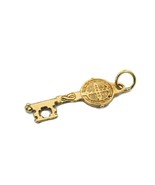 Saint Benedict Small Key (San Benito) Charm Pendant 14k Yellow Gold!! - £140.51 GBP