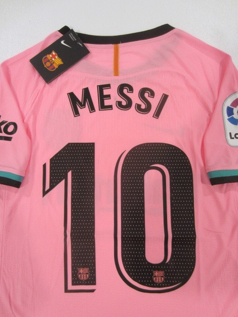 Lionel Messi FC Barcelona La Liga Match Slim Pink Third Soccer Jersey