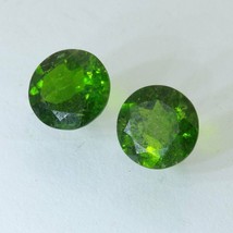 Pair Green Chrome Diopside Faceted Round 8 mm SI2 Untreated India Gems 3.51 tcw - £33.94 GBP