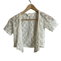 Btween Girls Sheer White Floral Embroidery Short Sleeve Open Cardigan Si... - $4.95