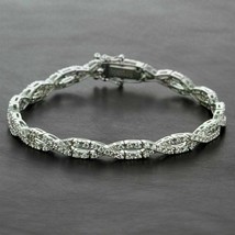 13Ct Round Cut Real Moissanite Pretty Bracelet 14K White Gold Plated  - £254.29 GBP