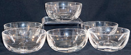 Set of 6 Crystal Glass Berry Bowls with Oval Cutouts Elegant Understatement - $44.99