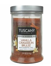 Tuscany Jar  Candle, Premium Marbleized Wax, Vanilla Cinnamon Brûlée, 18 Oz. - £16.04 GBP