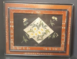 Antique Daisy Floral Painting Hinged Frame Secret Hidden Compartment Wal... - £197.80 GBP