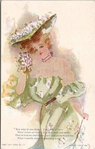 Lovely Lady Just Girl Series Woman Ready to Cry Violets 1906 Artist Postcard V16 - £15.94 GBP