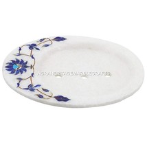 4&quot;x3&quot; Marble White Soap Dish Holder Multi Inlay Work Decor - £155.16 GBP