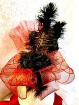 Red And Black Fascinator On Headband 12 Inch Fun Headpiece For All Occasions - £15.72 GBP