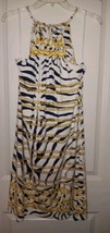J. McLaughlin Medium Zebra/Chain Print Drawstring Halter Dress Catalina ... - £29.18 GBP