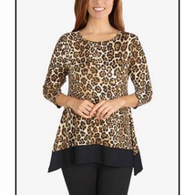 Ruby Rd. Women&#39;s Cheetah Print Hacci Handkerchief Blouse L NWT - £20.87 GBP