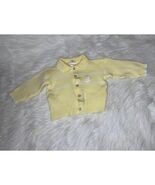 1980&#39;s Baby Yellow Knit Cardigan Sweater Teddy Bear Size Newborn to 9 Mo... - $329.07 MXN