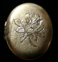 B.A.B Ballou 14k Yellow Gold Rose Flower Etched 1&quot; Locket Large Picture 7g - £319.73 GBP