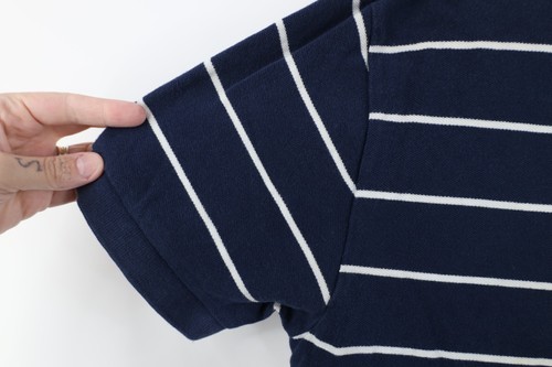 Vintage 90s Ralph Lauren Mens Medium Faded Striped Collared Golf Polo Shirt Blue Item image 7