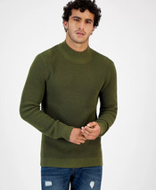 Mens Waffle Mock Neck Sweater Moss Green Size Xl Sun+Stone $65 - Nwt - £14.34 GBP
