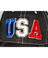 USA Black Baseball Hat Mens Womens Embroidered Red White Blue One Size A... - $20.30 CAD