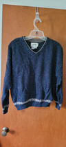 Ladies Eddie Bauer Size M Knit Sweater V-Neck Blue White Pretty Winter Fall Nice - £16.02 GBP