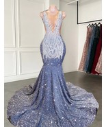 Rhinestones Shinny Prom Dresses 2024 Gray Diamonds Formal Occasion Dress... - £235.28 GBP