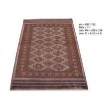 5x7 Lovely Wool &amp; Silk Jaldar Bokara Brown Rug PIX-25522 - £280.27 GBP