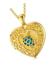 Sunflower Heart Shaped Locket Necklace That Holds - £247.96 GBP