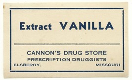 1 Antique Pharmacy Label EXTRACT VANILLA Cannon&#39;s Drug Store Elsberry Mi... - $28.11