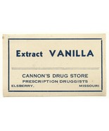 1 Antique Pharmacy Label EXTRACT VANILLA Cannon&#39;s Drug Store Elsberry Mi... - $516.52 MXN