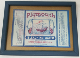 Plymouth Brand Bleaching Water Label Framed National Wholesale Grocery S... - $18.95