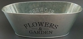 Window Planters Printed ‘Flowers &amp; Garden’ Oval Galvanized 11x5x4” Selec... - $3.95+