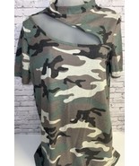 Women&#39;s Bibi Camo Cut Out Top Size M- EUC - $11.88