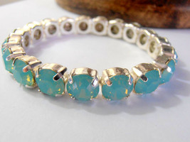 Pacific Opal Stretch Bracelet w/ Swarovski Crystal / Cuff Bracelet / Sew On  Sil - £47.85 GBP