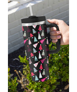 Black Cartoon Christmas Tree Printed Thermos Cup 40oz - $28.28