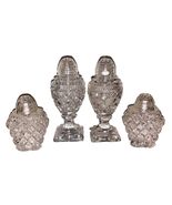 VTG 2 Pair Crystal Bohemian Pedestal Salt Pepper Shakers &amp; Short Set Gla... - €24,62 EUR
