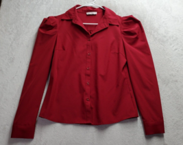 Grace Karin Blouse Top Womens Size Medium Red Long Sleeve Collared Button Down - £11.82 GBP