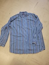 Vintage Dickies Mens Shirt 2XLT XXLT Blue Striped Long Sleeve Button Down - £11.80 GBP