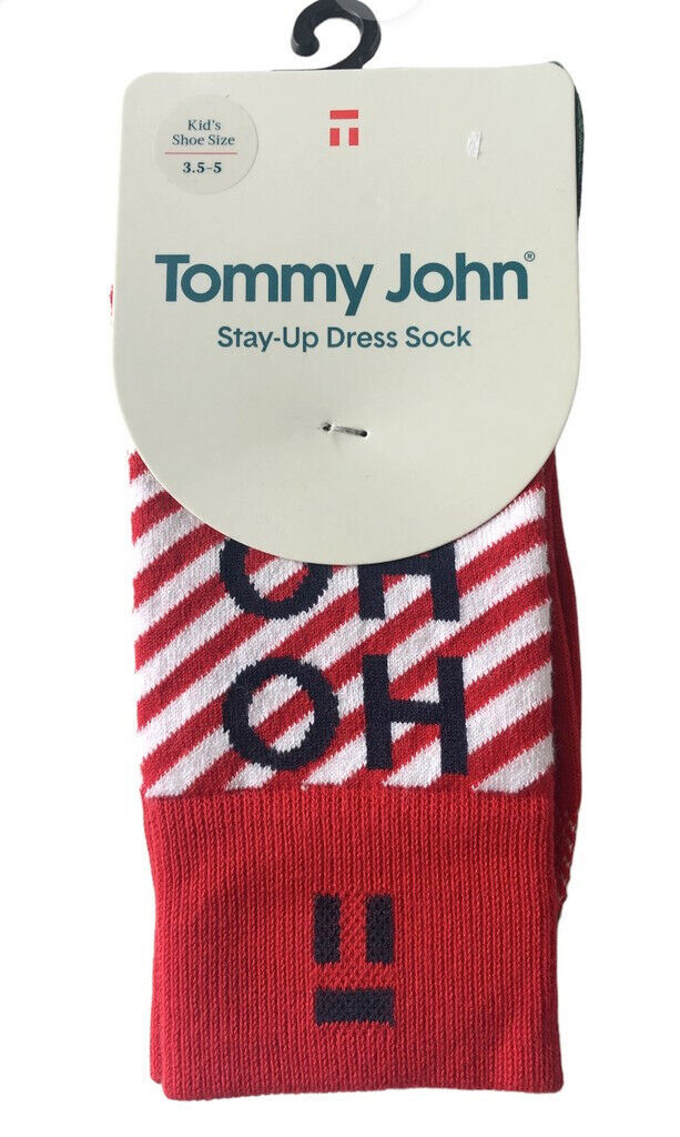 Primary image for Tommy John Stay-Up Kids Christmas Dress Socks Shoe Sz 3.5-5  Ho Ho Ho Haute Red