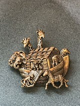 Estate Goldtone NOAH’S ARK Pin Brooch – 1 and 5/8th’s x 1 and 5/8th’s inches –  - £10.46 GBP