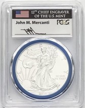 2018 W-Burnished American Silver Eagle- PCGS-SP70- FDOI- John Mercanti- ... - £302.05 GBP