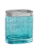 Pioneer Woman ~ Embossed ~ Amelia ~ TEAL ~ Glass ~ Toothbrush Holder - $25.00