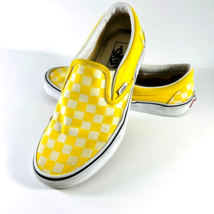 Vans Classic Checkerboard Slip On Men 8 Yellow White Skate Shoes Canvas - £39.86 GBP