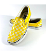 Vans Classic Checkerboard Slip On Men 8 Yellow White Skate Shoes Canvas - £28.39 GBP