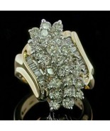 Huge Estate 2.50Ct Diamond Cluster Statement Cocktail Ring 14K Yellow Go... - £109.34 GBP