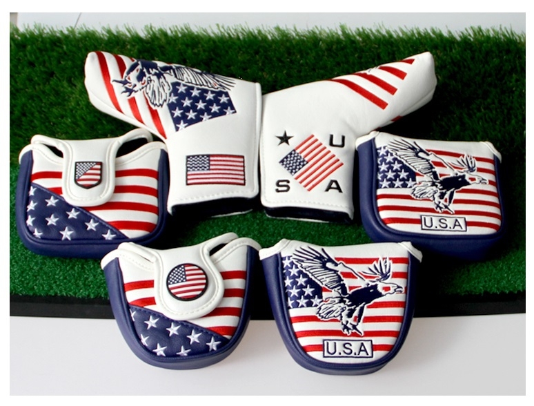 Golf Club Putter Blade Mallet Head Cover American USA Eagle Flag Style - $16.80
