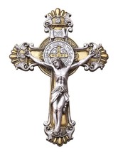 Saint Benedict 2 tone Ornate 10.25&quot; Crucifix,  New #AB-204 - £38.75 GBP