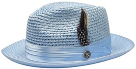 Men&#39;s Summer Spring Braid Straw Style Hat By Bruno Capelo Julian JU910 Lt Blue - £43.28 GBP