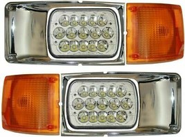 New Signal LED Chrome Headlight PAIR 1990 1991 Int&#39;l 8100 9200 9400 4900 - £205.11 GBP