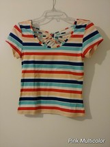 Derek Heart Juniors Multicolor Striped Short Sleeve Strappy Back Top S(1)    192 - £5.59 GBP