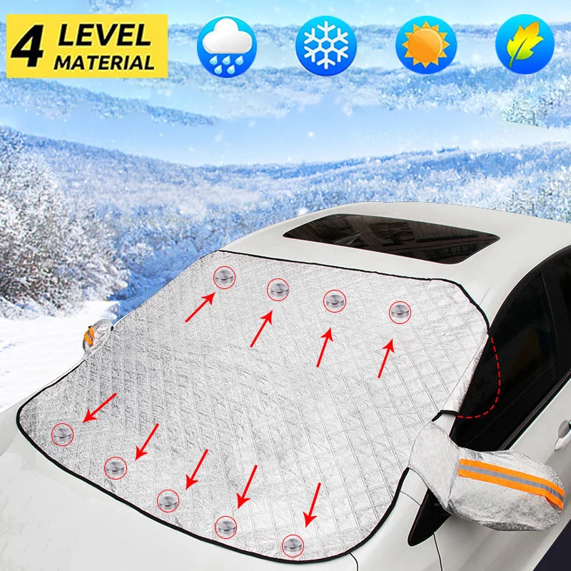 Car Windshield Snow Frost Magnetic Cover 4-Layer Magnetic Sun Shade Anti Snow - £19.80 GBP+