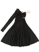 NWT 100% AUTH Max Mara Shine One Shoulder Ruffle Neckline Black Knit Dre... - $295.02