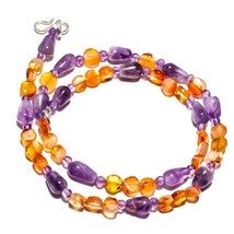 Amethyst Sage Natural Gemstone Beads Jewelry Necklace 17&quot; 84 Ct. KB-812 - £8.69 GBP