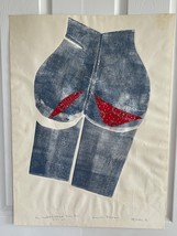 Vintage 1970&#39;s Patchwork Denim Painting Signed by Unknown Artist - £390.73 GBP