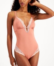 allbrand365 designer Womens Intimate Lace Trim Thong Bodysuit,Cool Earth Size S - £24.78 GBP
